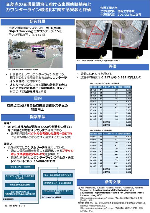 交通量調査における車両軌跡補完とカウンターライン最適化のポスター