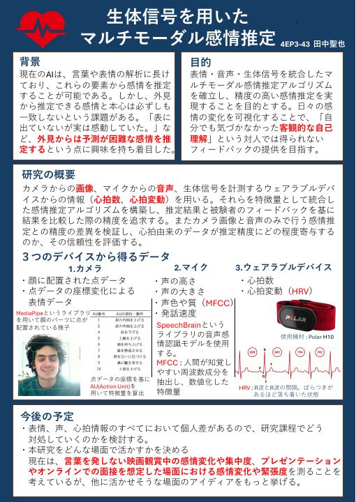 生体信号を用いたマルチモーダル感情推定のポスター