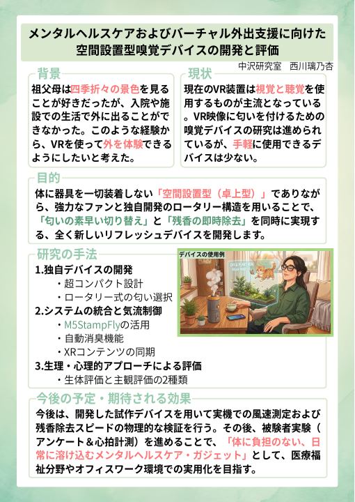 空間設置型嗅覚デバイスの開発と評価のポスター